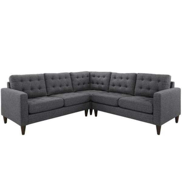 East End Imports Empress 3 Piece Fabric Sectional Sofa Set- Gray, 3Pk EEI-1417-DOR